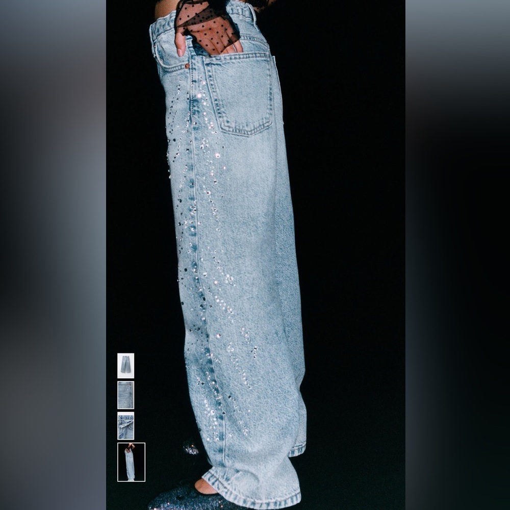Zara Sparkly Wide Leg Jeans (6-7 SIZE IS SOLD OUT ONLINE)